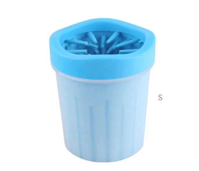 Silicone dog paw cleaning cup with soft bristles for easy and gentle paw washing