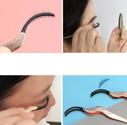 Rose gold eyelash curler aid for false eyelash application with gold colour option