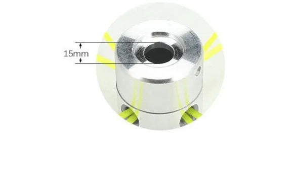 Silver aluminium Luzhu lawn mower trimmer head replacement accessory with four light yellow grass ropes and a wrench.