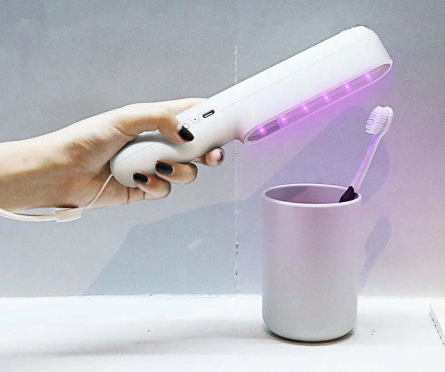 Handheld UV steriliser lamp 265nm rechargeable Type-C, pink and white, 219x34x40mm