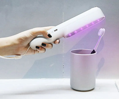 Handheld UV steriliser lamp 265nm rechargeable Type-C, pink and white, 219x34x40mm