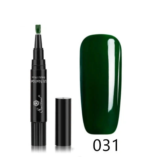 3-in-1 Gel Nail Varnish Pen with Glitter for One-Step Nail Art