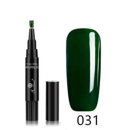 3-in-1 Gel Nail Varnish Pen with Glitter for One-Step Nail Art