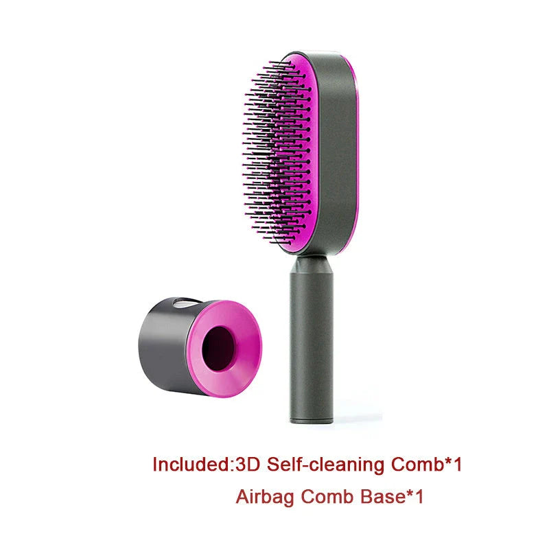 Premium self-cleaning hair brush with airbag massage technology for smooth, healthy hair