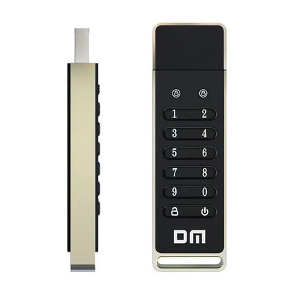 Metal fingerprint security USB flash drive with USB 3.0 connector showing biometric sensor