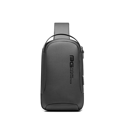 Men's Oxford cloth USB shoulder bag with letters print in business travel and commuting colours