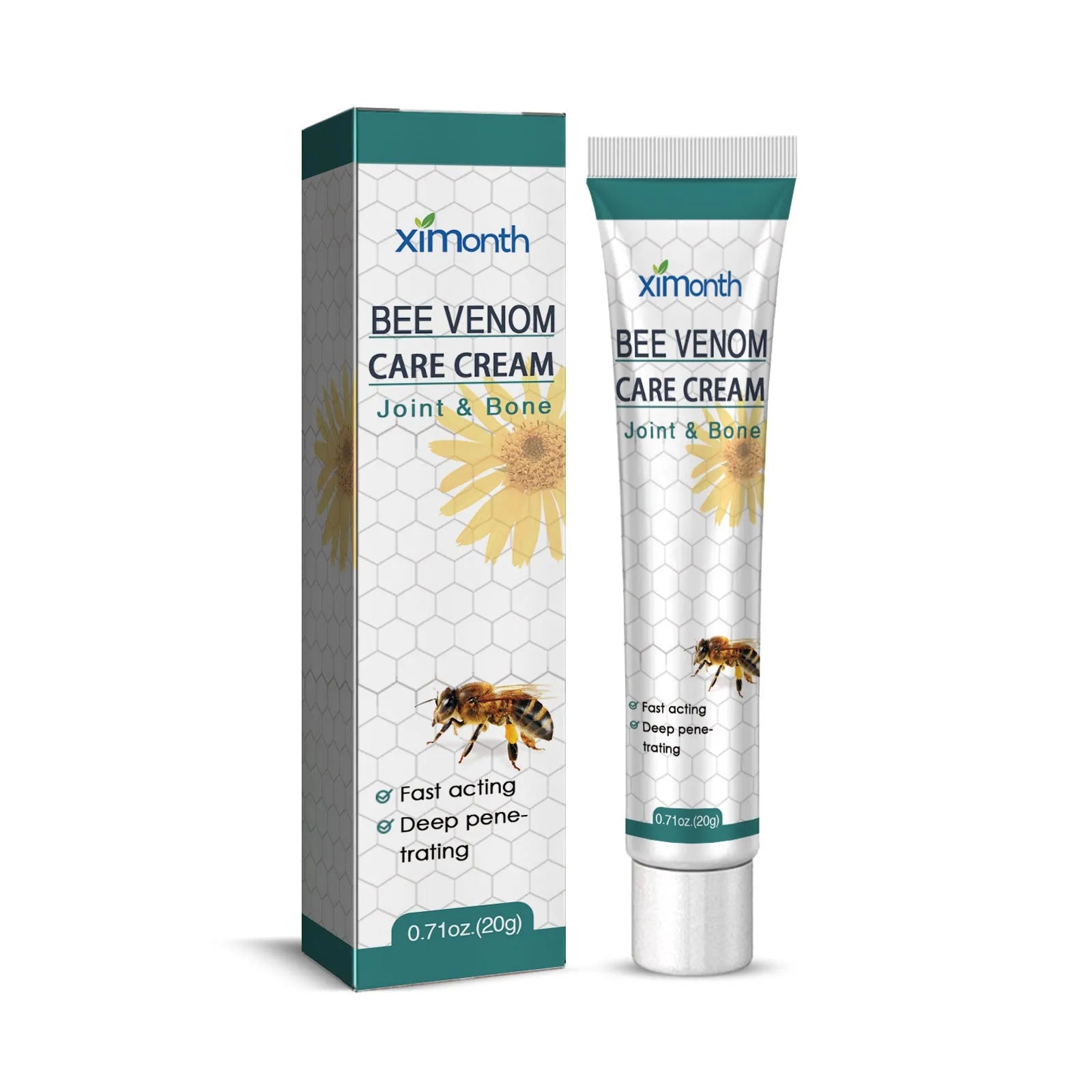 20g white tub of joint pain massage cream for universal skin types.