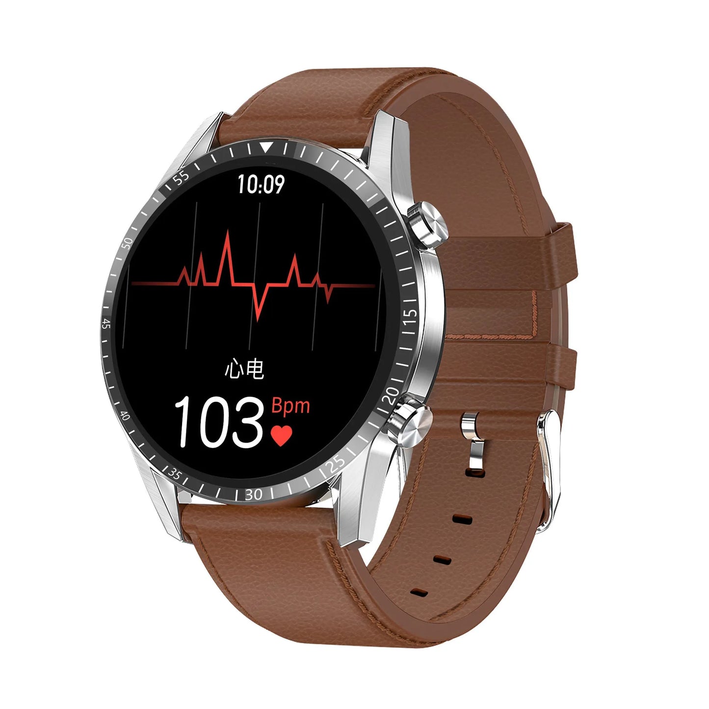 Round aluminium alloy smartwatch with Bluetooth calling on wrist, showing black colour option.