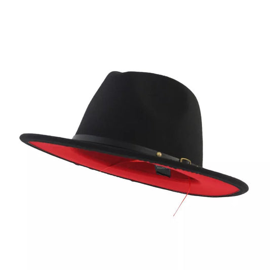 Woolen top colour matching flat brim fedora jazz hat in various colours