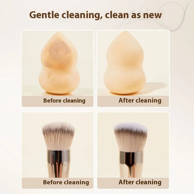 Makeup brush cleaner set with 80ml detergent and 75ml no-rinse spray for beauty blenders