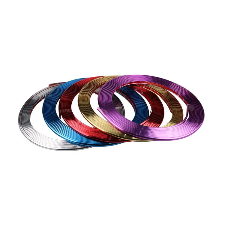 Electroplated purple wheel hub trim sticker roll measuring 10 cm wide