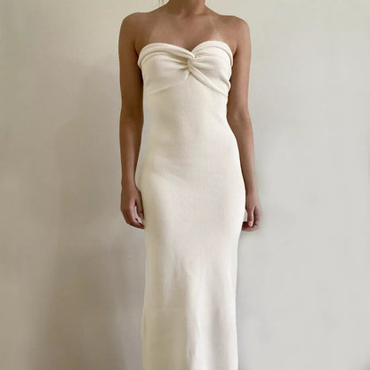 Women's knitted cross off-shoulder dress in various colours