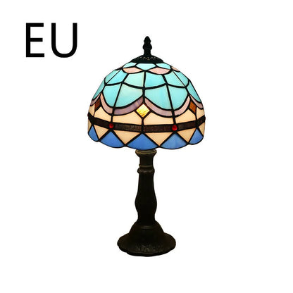 Retro yellow glass bedside table lamp with resin base, 20 x 12 x 35cm, Mediterranean style