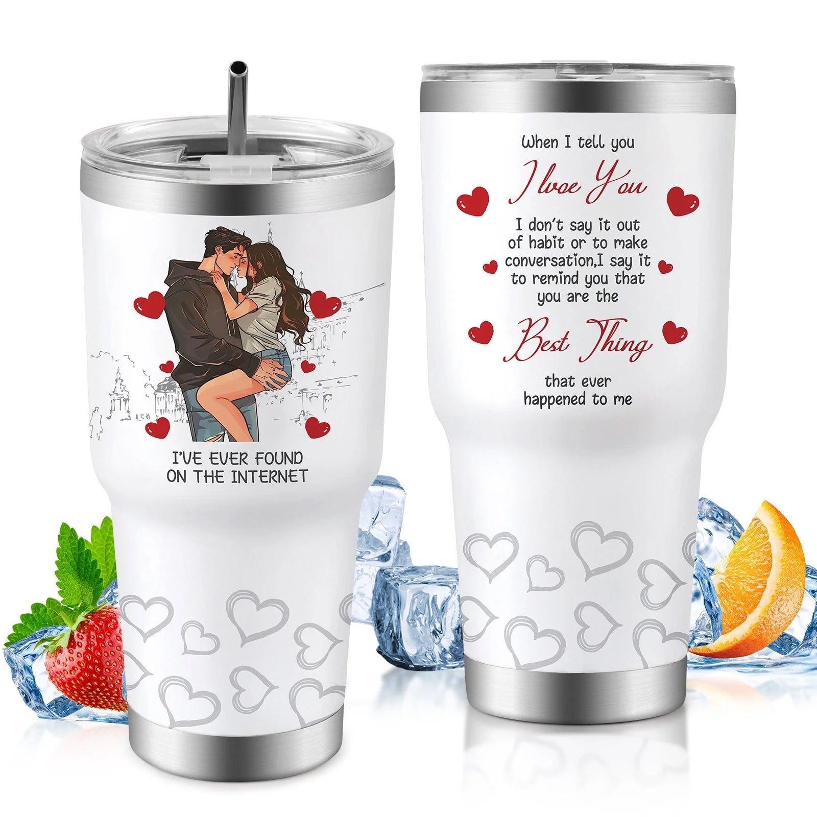 30oz insulated travel mug for car, keeps drinks hot or cold, spill-proof lid