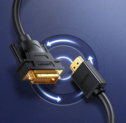 HDMI adapter cable for laptop to external display connection, shown with green packaging and available in multiple lengths.