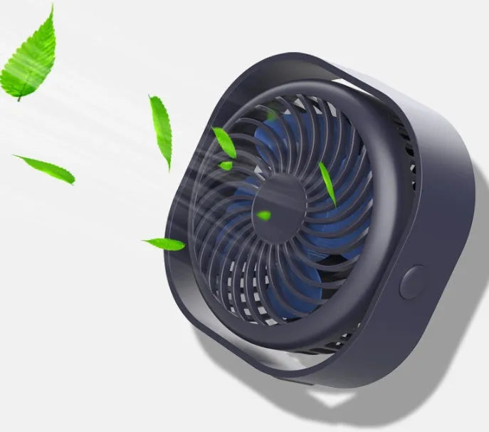 USB charging fan with 360-degree rotation and alarm clock display in modern design