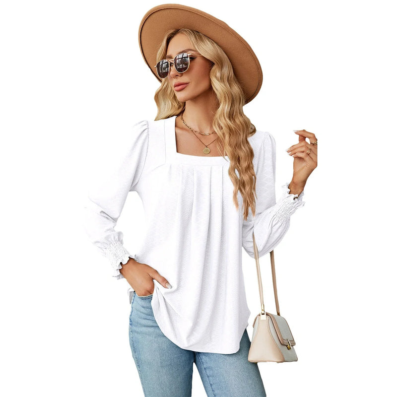Homeenjoy UK Elegant Jacquard Pleated Top - A Stylish Statement in British Fashion