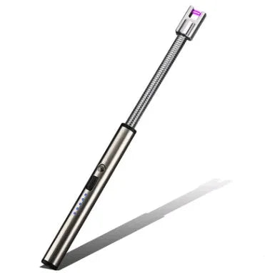 Rechargeable windproof electric lighter, 255mm zinc alloy PVD ice plated, USB charging, 360 rotation, multiple colours