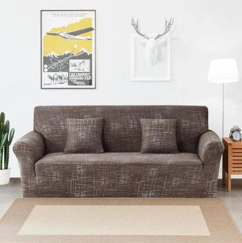 Elastic sofa cover in navy blue with high-density fabric for stain protection