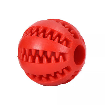 Vibrant watermelon-coloured rubber dog molar toy for durable chewing fun