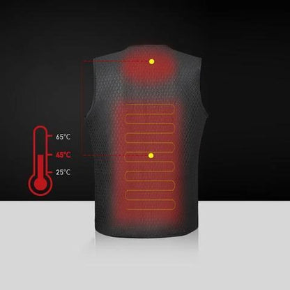 Outdoor heated vest for riding, skiing, and fishing activities with electric heating technology and durable construction