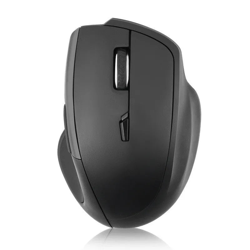 Black wireless voice control optical mouse with seven buttons and USB receiver