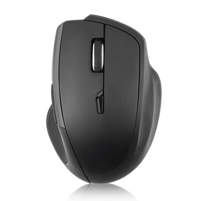 Black wireless voice control optical mouse with seven buttons and USB receiver
