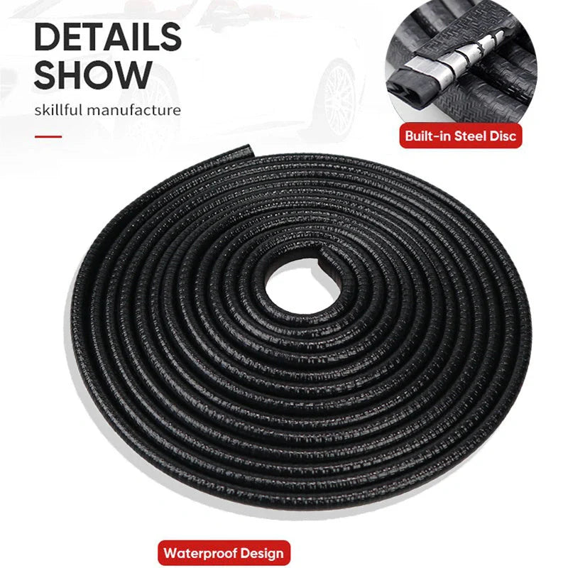Universal car door anti-collision strip with steel disc for edge protection