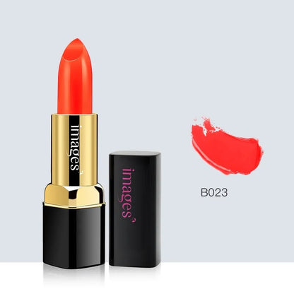 A tube of natural lipstick lip gloss in a choice of ten colours, showing a net weight of 3.8g.