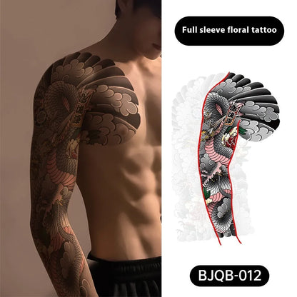 Retro traditional simulation flower arm body sticker sheet, 520mm x 370mm, transfer printing, BJQB pattern options