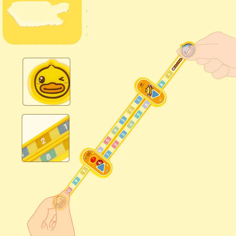 Yellow plastic cartoon digital decomposition ruler for children, measuring 24.5 cm