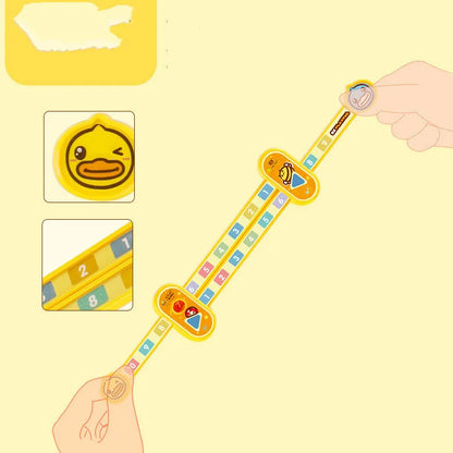 Yellow plastic cartoon digital decomposition ruler for children, measuring 24.5 cm