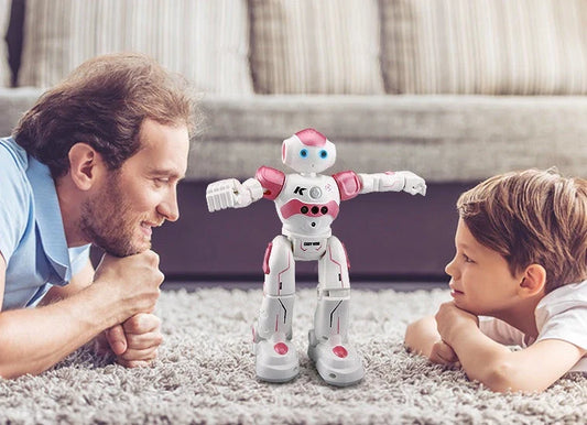 Remote control dancing robot toy with gesture controls, autonomous navigation, and customizable dance routines