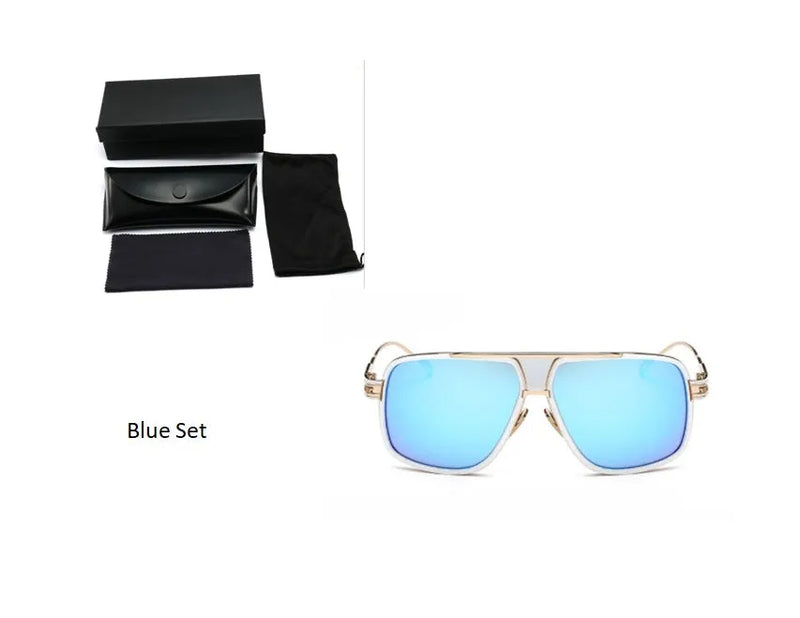 Sunglasses for Men Square Grandmaster Style Acrylic UV400 Lenses Plastic and Metal Frame 59mm Lens Width 55mm Lens Height Driving Eyewear Adult Goggle Design