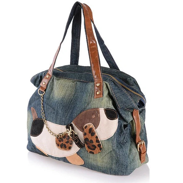 Stylish denim women's shoulder bag with multiple pockets for essentials