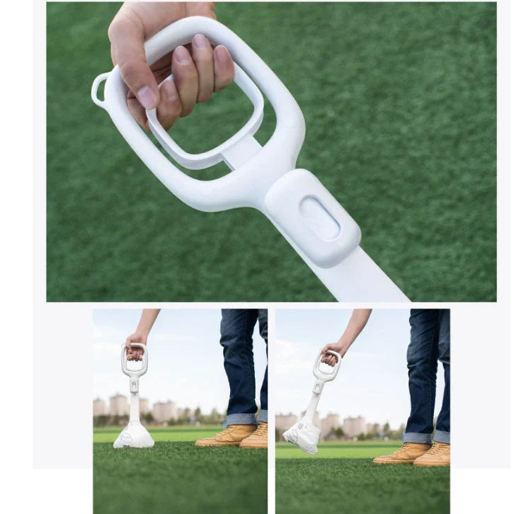 White ABS pet excrement pickup tool with mountaineering buckle
