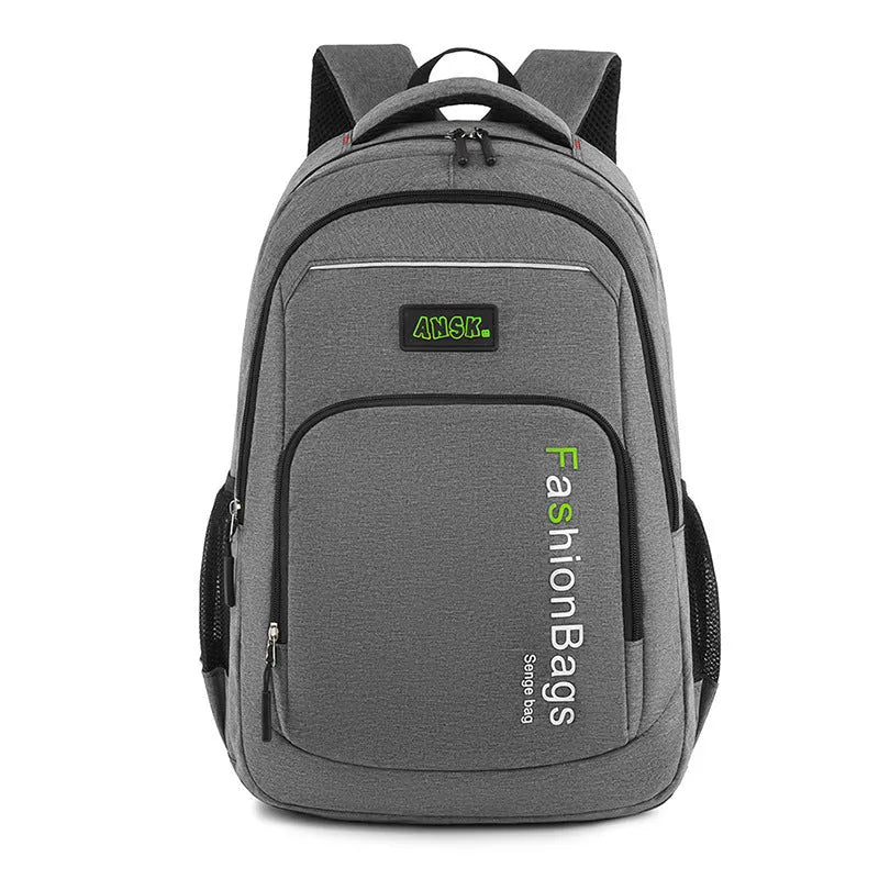 Black urban-style nylon backpack with multiple zippers and breathable shoulder straps, shown closed.