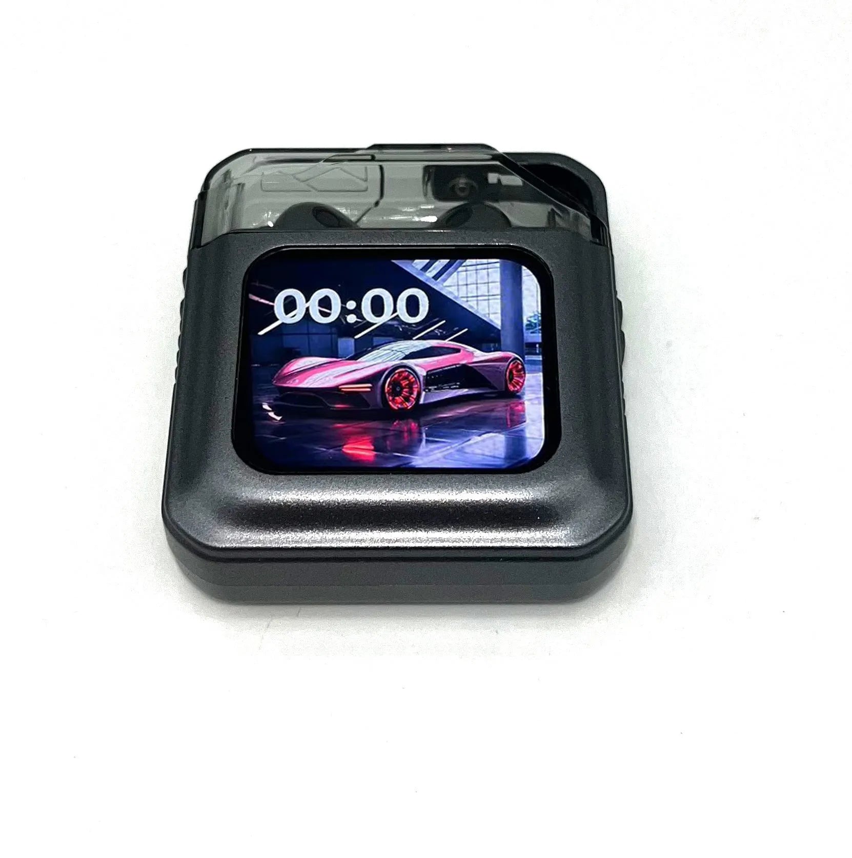 White and grey ANC Bluetooth headset with colour screen display and in-ear design