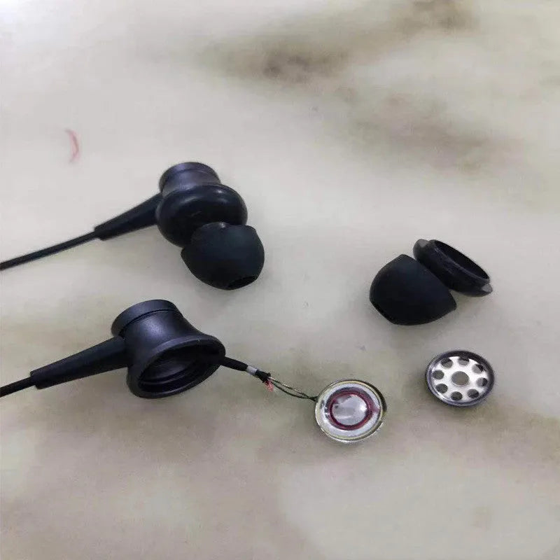 Piston in-ear headphones with 3.5mm plug in black, blue, and red colour options