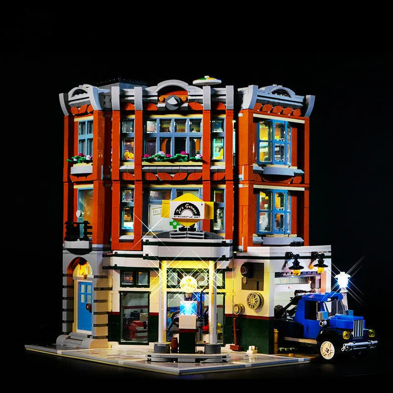 MOC modified LED lighting accessories with plastic housing for building block corner illumination
