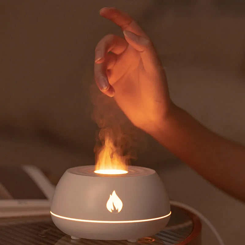 Black flame humidifier aromatherapy diffuser with LED lighting effect and USB cable