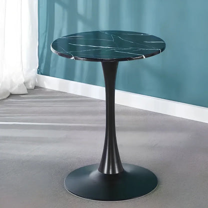 Scandinavian style conference table with folding chairs in white finish, 60cm diameter