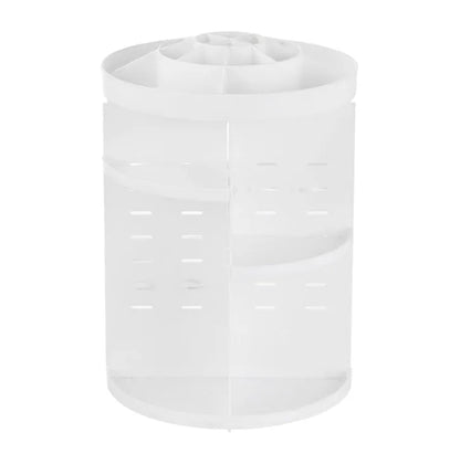 Diamond wave patterned rotating makeup organiser with detachable compartments on a spinning base