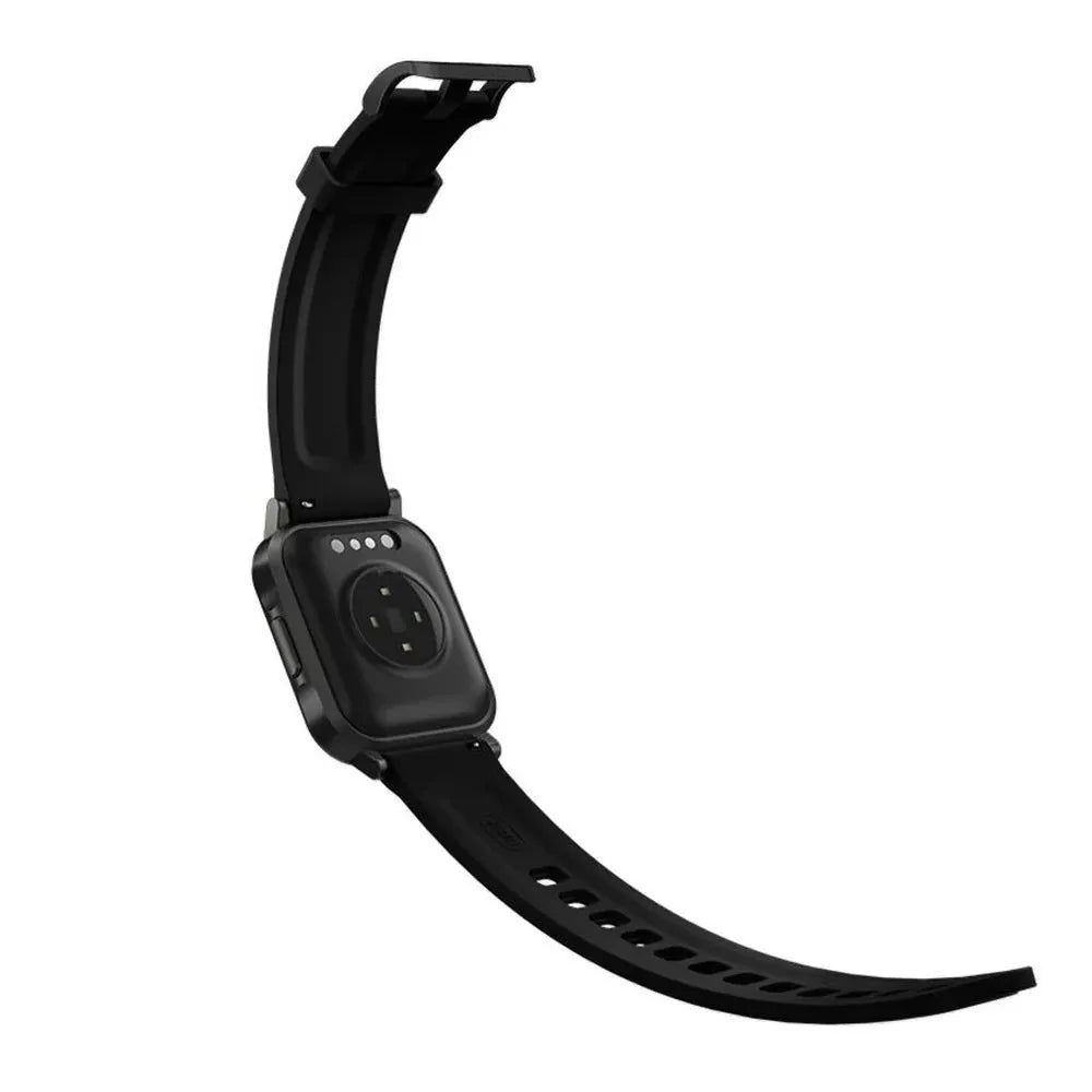 Black waterproof smart fitness bracelet with a 1.4-inch screen on a silicone wrist strap.