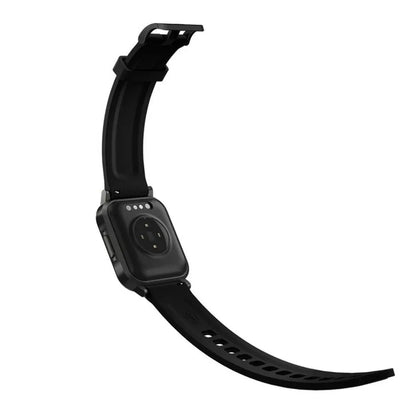 Black waterproof smart fitness bracelet with a 1.4-inch screen on a silicone wrist strap.