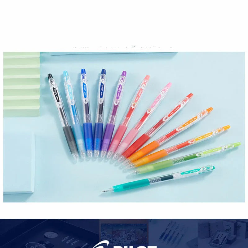 Set of six Official Direct Juice Baiguole gel pens with 0.5mm tips, showing metallic, tender, or conventional colour options.