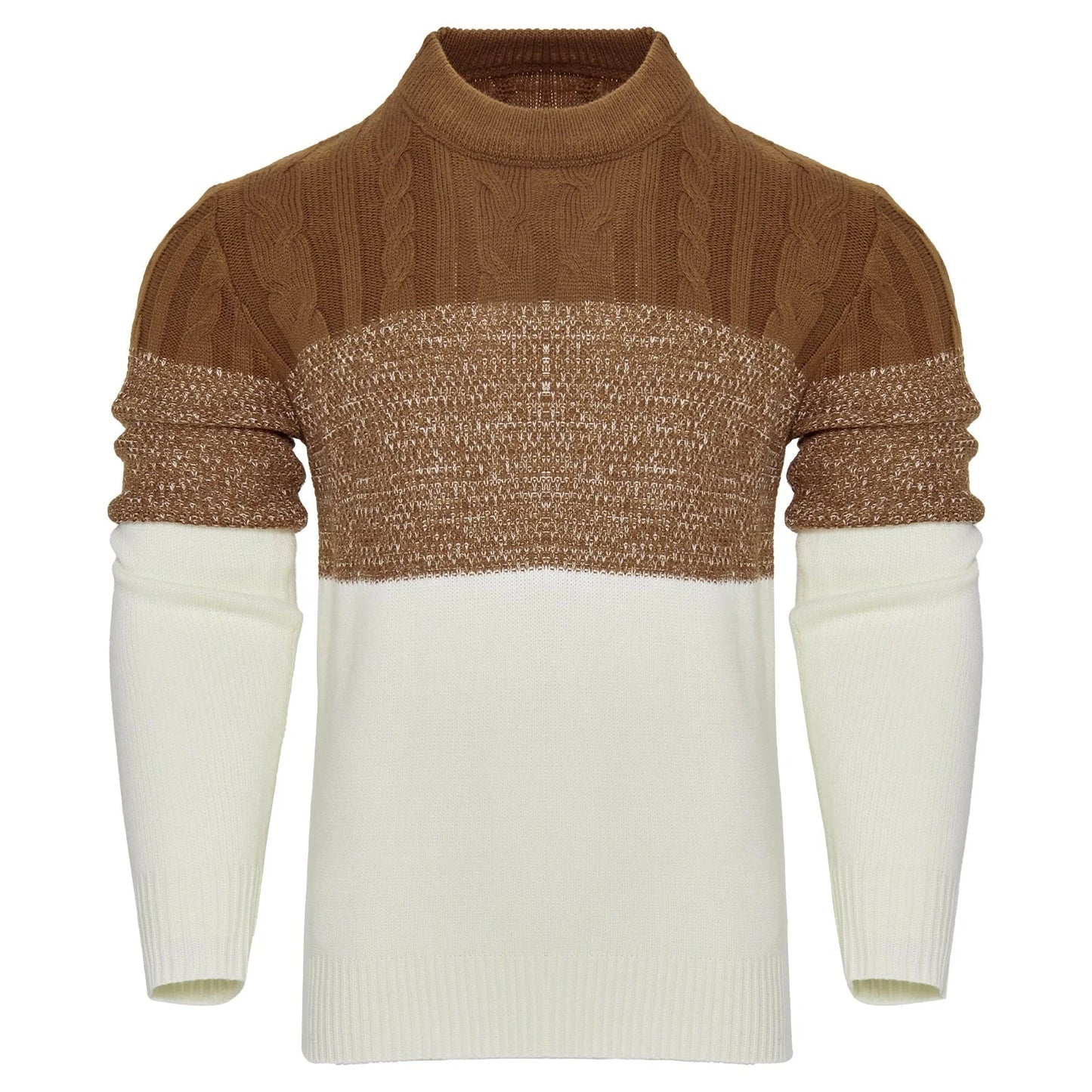 Men's Casual Cable Knit Colour Block Sweater in various colours for stylish comfort