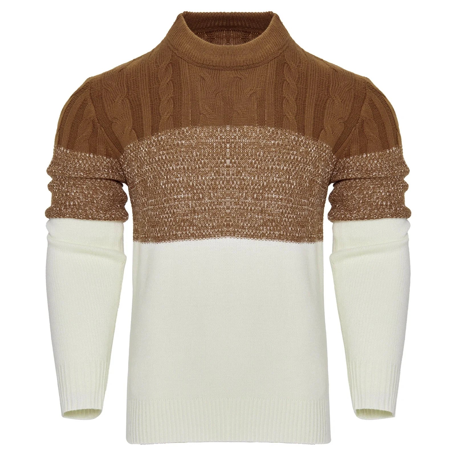 Men's Casual Cable Knit Colour Block Sweater in various colours for stylish comfort