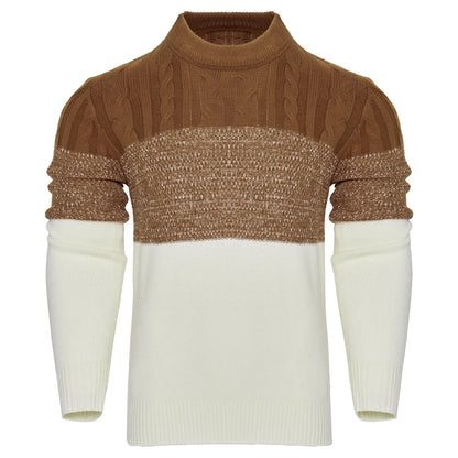 Men's Casual Cable Knit Colour Block Sweater in various colours for stylish comfort