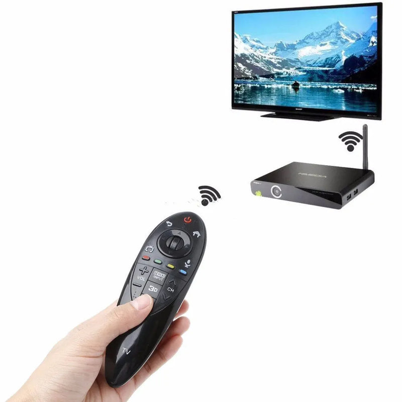LG Smart TV AN-MR500G Universal Remote Control Replacement with ABS plastic construction, black colour, measures 155×45×30mm (6.10×1.77×1.18in), powered by 2 x AA batteries (not included), compatible specifically for AN-MR500 and AN-MR500G models.